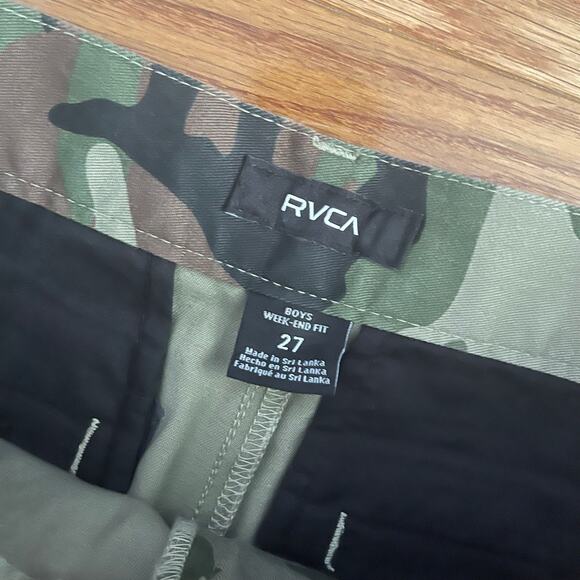 RVCA Boys Camo STRETCH Straight Fit Pants Weekend Fit Pants Boys 27 Green Casual - Picture 5 of 10